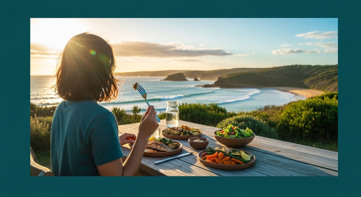 Person enjoying a wholesome, nourishing meal